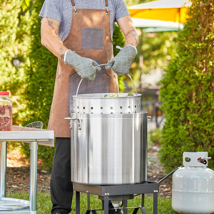 Nồi nấu nước dùng bằng nhôm tiêu chuẩn Choice 80 qt kèm giỏ hấp và nắp