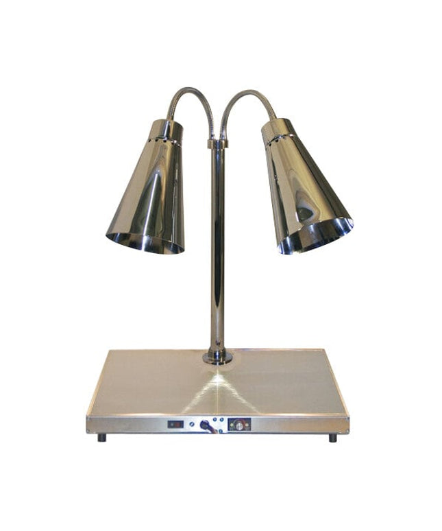 Trạm cắt thịt Hanson Heat Lamps DLM-900 đèn giữ nhiệt kép điều chỉnh mạ crom đế inox hâm nóng - 240V, 500W