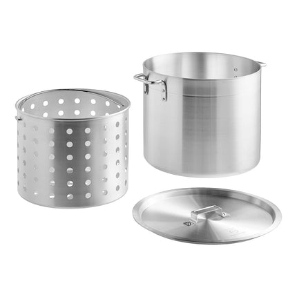 Nồi nấu nước dùng bằng nhôm tiêu chuẩn Choice 32 qt kèm giỏ hấp và nắp