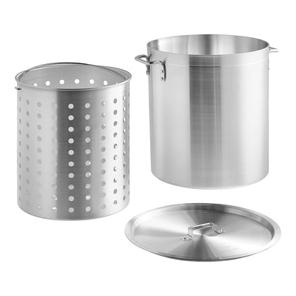 Nồi nấu nước dùng bằng nhôm tiêu chuẩn Choice 60 qt kèm giỏ hấp và nắp