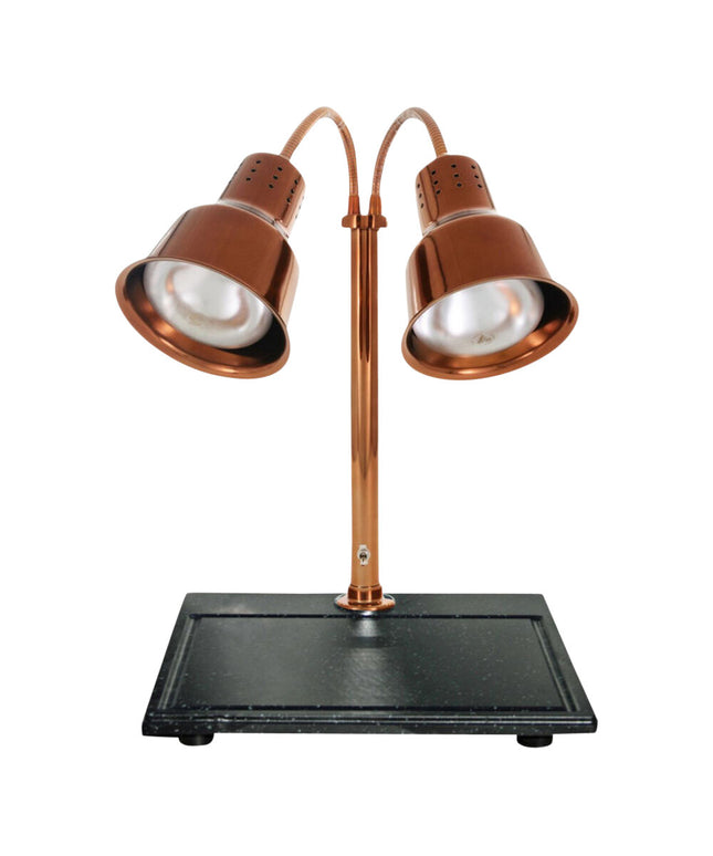 Trạm cắt thịt đèn hồng ngoại đôi đồng khói đế granite đen Hanson Heat Lamps DLM-600-BB-ST-SC Streamline - 120V, 250W