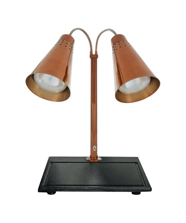 Trạm cắt thịt Hanson Heat Lamps DLM-900-BB-ST-SC Streamline đèn sưởi đôi 900 đồng khói, đế đá granite tổng hợp đen - 120