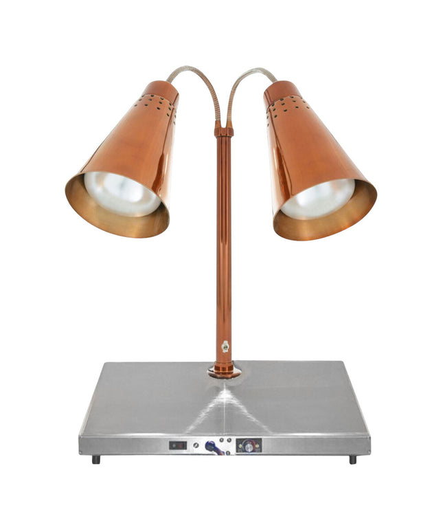Trạm lóc thịt kiểu Streamline đèn đôi đồng ám khói đế thép không gỉ sưởi Hanson Heat Lamps DLM-900-HB-2024-ST-SC-240V - 