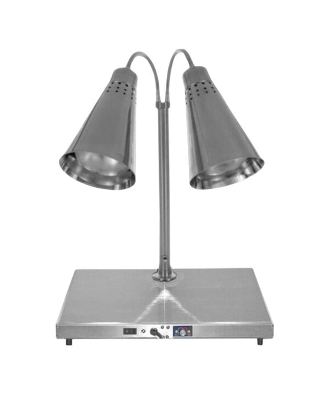 Trạm lọc thịt Hanson Heat Lamps DLM-900 Streamline đèn sưởi đôi inox 900-Style đế có sưởi - 120V, 500W