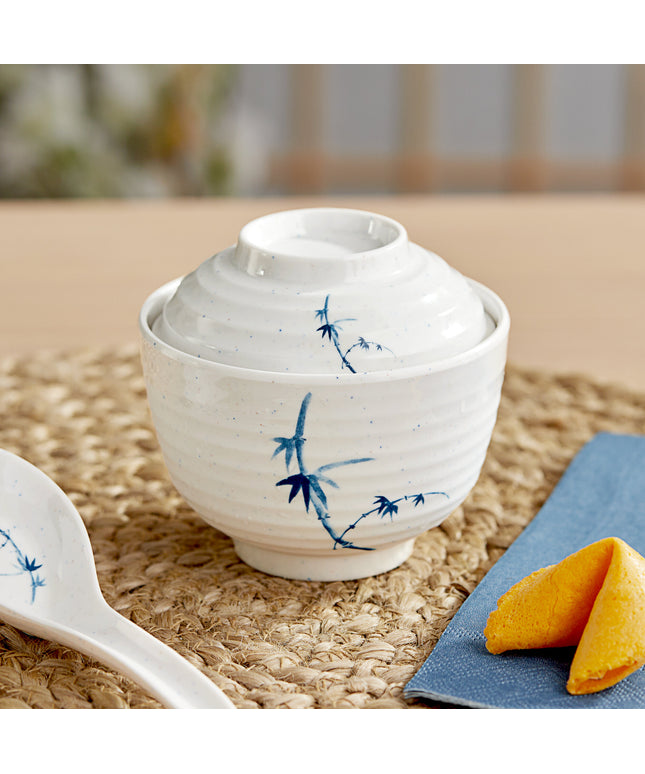 Tô súp miso melamine Acopa Biru tròn 266 ml kèm nắp - Thùng 12 cái