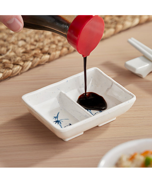 Đĩa nước chấm chia ngăn chữ nhật melamine Acopa Biru 59 ml - Thùng 24 cái