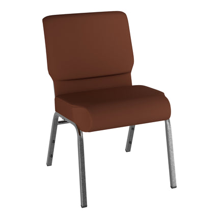 Ghế nhà thờ Lancaster Table & Seating khung thép vân bạc bọc vải nâu 53 cm