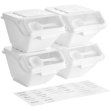 Bộ 4 thùng đựng nguyên liệu để kệ Baker's Lane 10 lít / 40 cup kèm 6 tờ nhãn