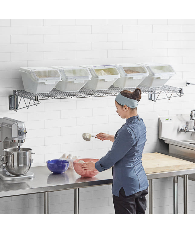 Bộ kệ gắn tường thùng đựng nguyên liệu Baker's Lane 46 x 152 cm kèm 5 thùng kẹp gài
