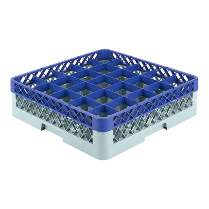 Giá đựng ly 25 ngăn màu xanh dương Noble Warewashing Warewashing cỡ đầy đủ kèm 1 ngăn nối màu xanh dương