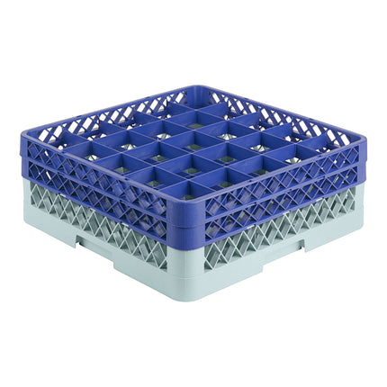 Giá đựng ly 25 ngăn màu xanh dương Noble Warewashing Warewashing cỡ đầy đủ kèm 2 ngăn nối màu xanh dương