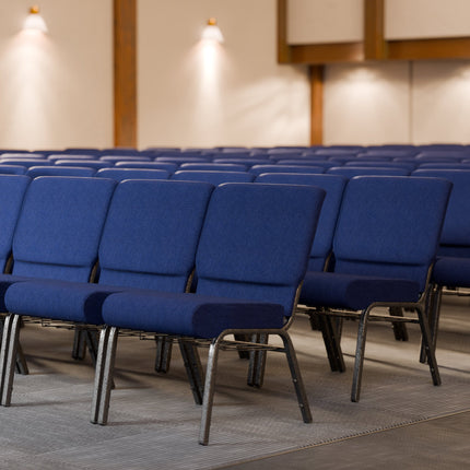Ghế nhà thờ khung bạc vải xanh navy Lancaster Table & Seating 53 cm