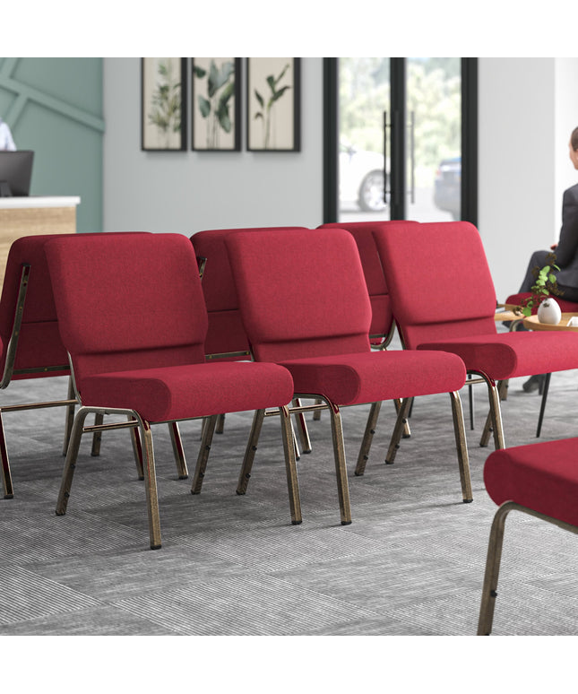 Ghế nhà thờ Lancaster Table & Seating 53 cm màu vân vàng bọc vải đỏ burgundy