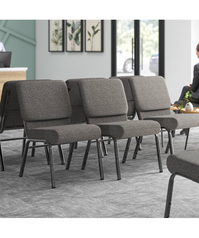 Ghế nhà thờ Lancaster Table & Seating 53 cm khung vân bạc bọc vải xám