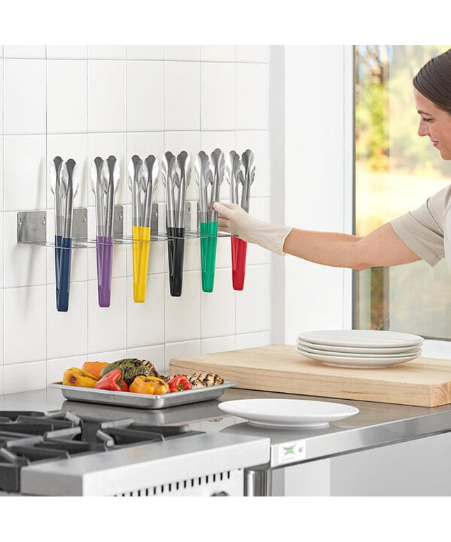 Kẹp gắp inox tay cầm phủ màu HACCP Fourté 30 cm gợn sóng - Bộ 6 cái