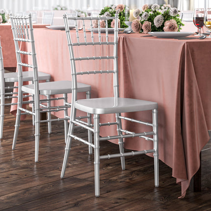 Ghế Chiavari resin gia cố thép Lancaster Table & Seating bạc
