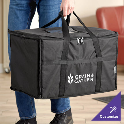 Túi giữ nhiệt vận chuyển thức ăn nylon đen Choice 58 x 33 x 38 cm - chứa 5 khay full-size sâu 6 cm