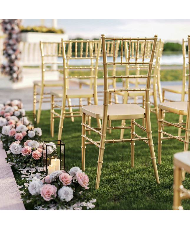 Ghế Chiavari nhựa gia cố thép Lancaster Table & Seating màu vàng gold