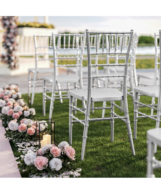 Ghế Chiavari resin gia cố thép Lancaster Table & Seating bạc