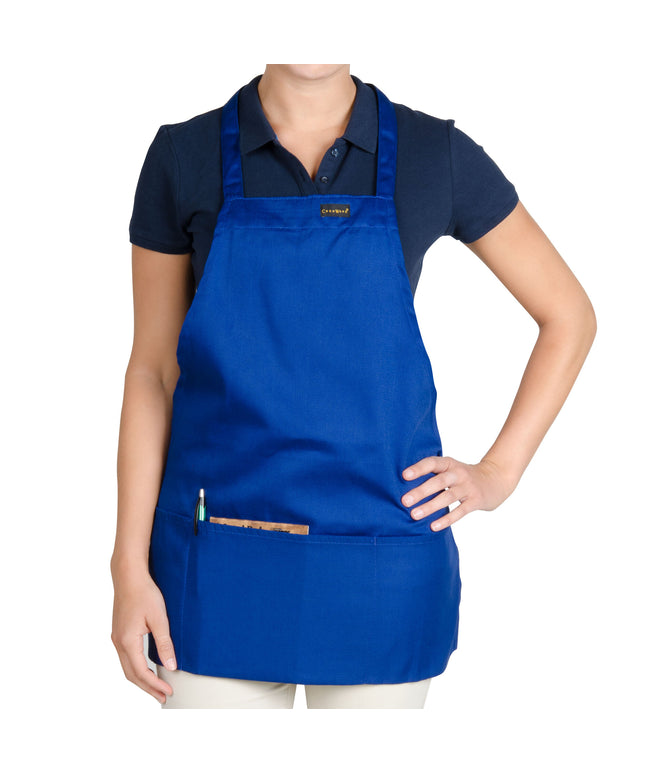 Tạp dề yếm ngắn vải poly-cotton có thể tùy chỉnh Chef Revival xanh royal, 1 túi