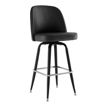 Ghế quầy bar xoay Lancaster Table & Seating màu đen, mặt ngồi vinyl đen kiểu bucket