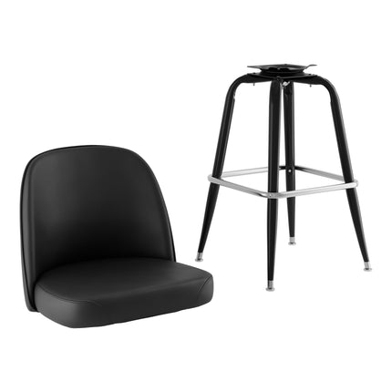 Ghế quầy bar xoay Lancaster Table & Seating màu đen, mặt ngồi vinyl đen kiểu bucket