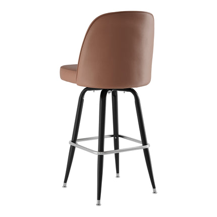 Ghế bar xoay màu đen Lancaster Table & Seating mặt ngồi bọc nhựa vinyl nâu đậm