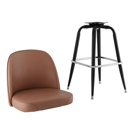Ghế bar xoay màu đen Lancaster Table & Seating mặt ngồi bọc nhựa vinyl nâu đậm