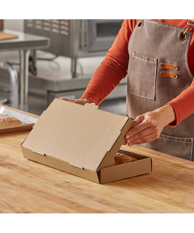 Hộp bánh mì dẹt Choice giấy sóng kraft trơn 36 x 18 x 3,8 cm - Bó 50 cái