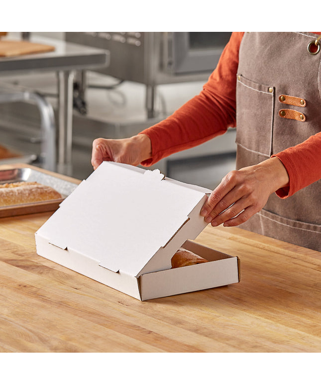 Hộp bánh dẹt carton sóng trơn màu trắng Choice 36 x 18 x 4 cm - Bó 50 cái