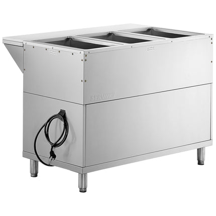 Bàn hâm nóng điện ba khoang ServIt chân kín 120V, 1.500W