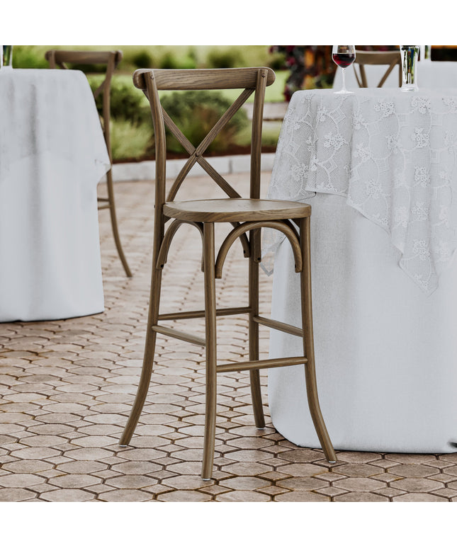Ghế bar gỗ lưng chéo Lancaster Table & Seating Vineyard màu nâu whiskey