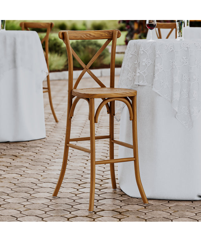 Ghế bar lưng chéo gỗ Lancaster Table & Seating Vineyard nâu barrel