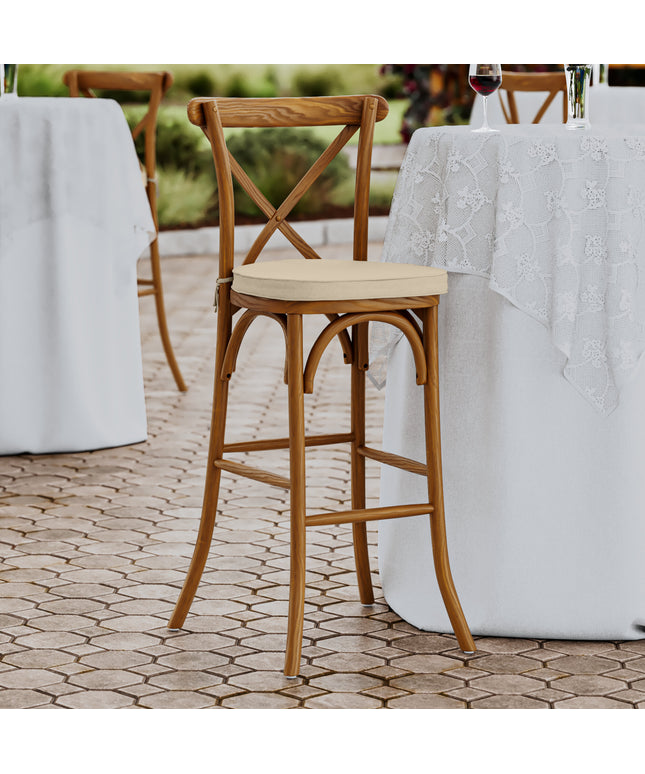 Ghế bar Lancaster Table & Seating Vineyard gỗ nâu lưng chéo kèm đệm vải lanh nâu vàng 5 cm