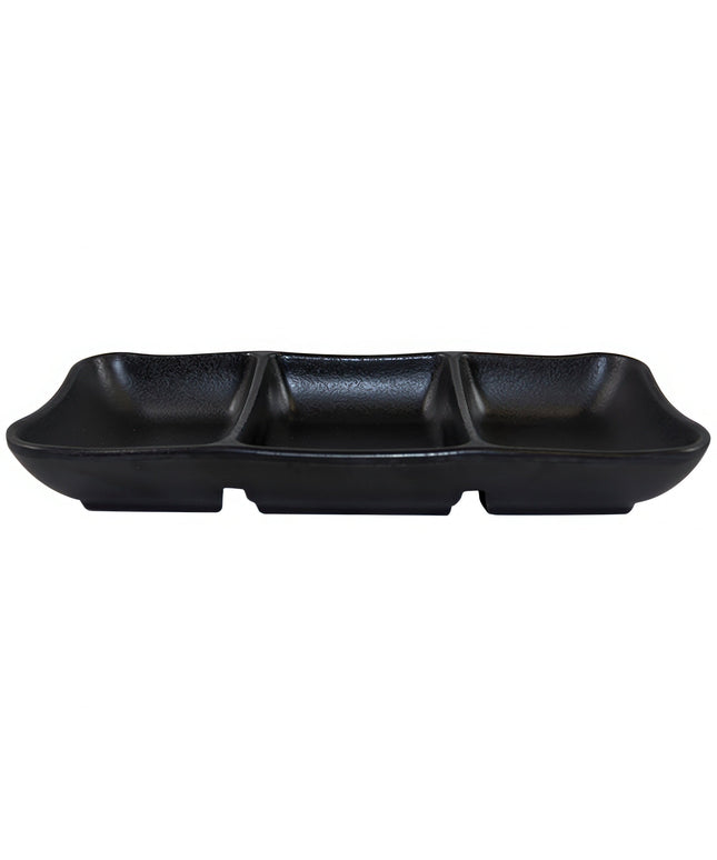 Khay 3 ngăn chữ nhật melamine đen Elite Global Solutions JW2071 Zen 19,4 x 8,3 cm - Thùng 6 cái