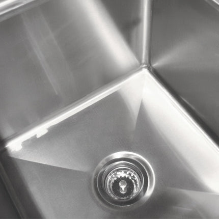 Bồn rửa ba ngăn thương mại có bàn ráo trái 46 cm Advance Tabco FC-3-2424-18 rộng 235 cm