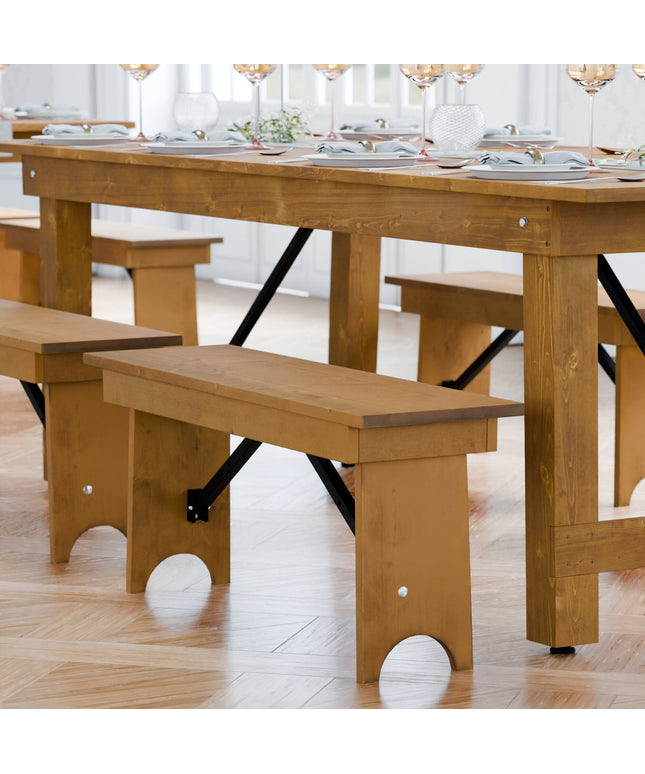 Ghế băng gấp gỗ Lancaster Table & Seating Vineyard 102 cm màu nâu vang 30 x 102 cm