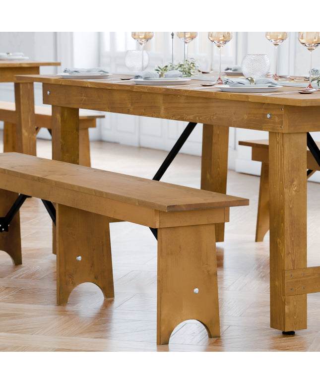 Ghế tiệc Lancaster bàn & Seating Vineyard 6' Barrel nâu gỗ Folding Bench 30,5 cm x 182,9 cm