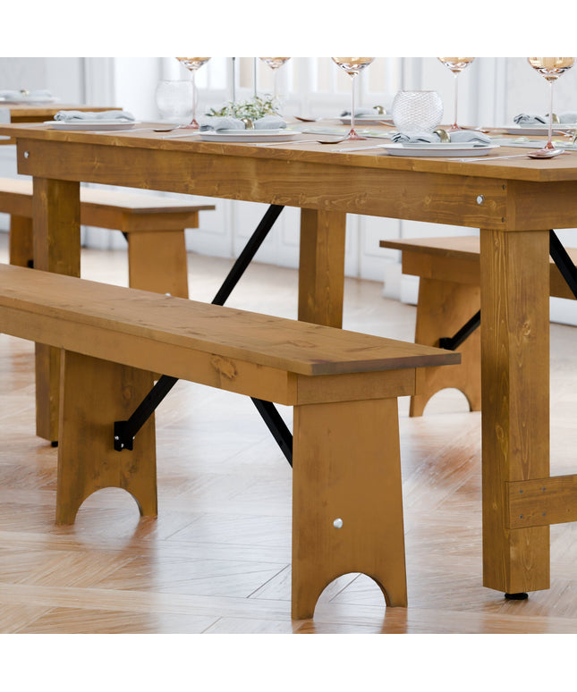 Ghế băng gấp gỗ Lancaster Table & Seating Vineyard 2,1 m màu nâu 30 x 213 cm