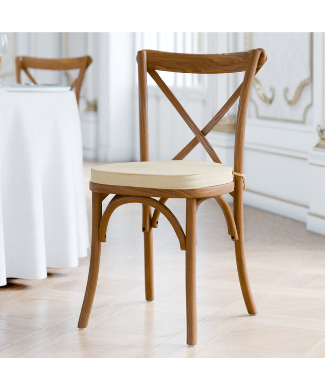 Ghế gỗ lưng chữ thập Lancaster Table & Seating Vineyard màu nâu barrel đệm vải lanh be 5 cm