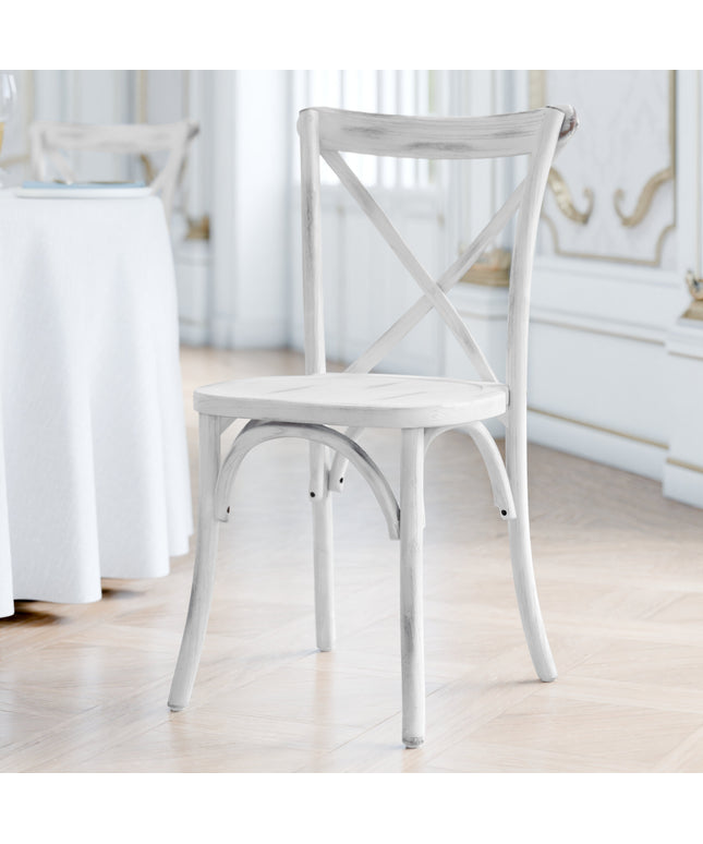 Ghế tiệc Lancaster bàn & Seating Vineyard Rustic trắng gỗ Cross Back ghế