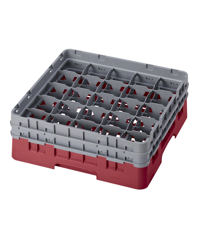 Giá đựng ly 25 ngăn màu đỏ mận Cambro Camrack 25S434416 cỡ đầy đủ cao 13,3 cm