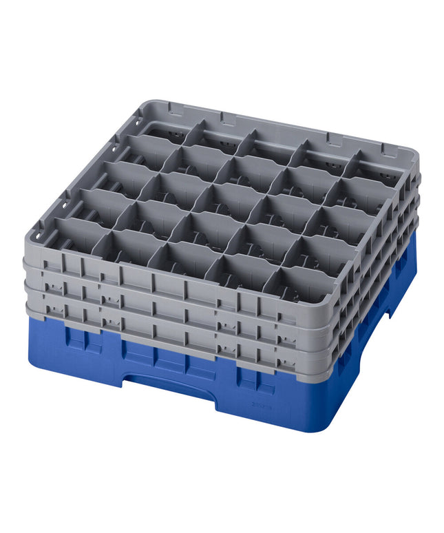 Giá đựng ly 25 ngăn màu xanh dương Cambro Camrack 25S738168 cỡ đầy đủ cao 19,7 cm kèm 3 ngăn nối