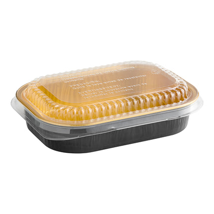 Khay giấy bạc mini Durable Packaging 9220-PT-100 màu đen kim cương phối vàng kèm nắp vòm 473 ml - Thùng 100 cái