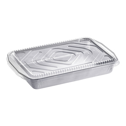 Khay foil nhôm mang đi cỡ đại Durable Packaging 9664-SL-25 3,2 lít kèm nắp vòm màu bạc - Thùng 25 bộ