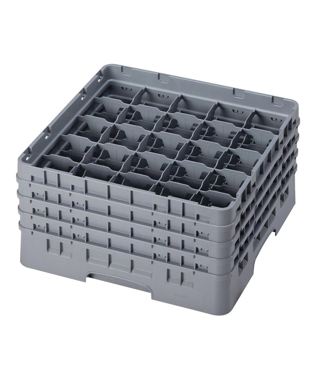 Giá đựng ly 25 ngăn màu xám Cambro Camrack 25S800151 cỡ đầy đủ cao 21,6 cm kèm 4 ngăn nối