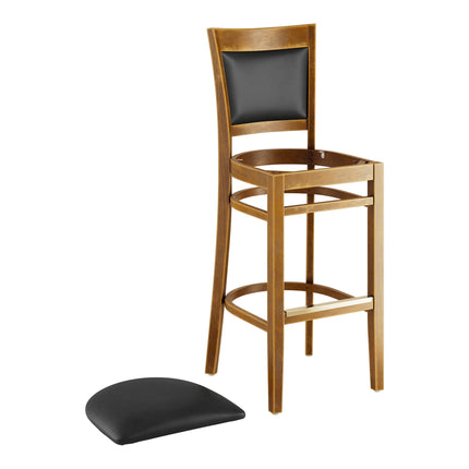 Ghế quầy bar gỗ hoàn thiện vintage Lancaster Table & Seating Sofia mặt vinyl đen