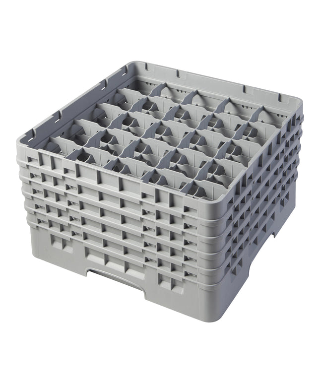 Giá đựng ly 25 ngăn màu xám nhạt Cambro Camrack 25S958151 cỡ đầy đủ cao 25,7 cm kèm 5 ngăn nối