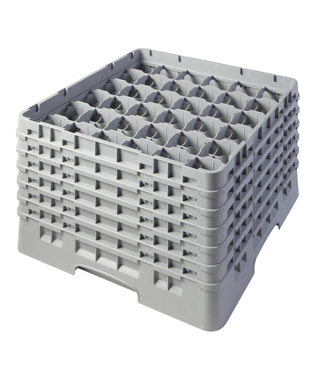 Giá đựng ly 36 ngăn màu xám Cambro Camrack 36S1114151 cỡ đầy đủ cao 29,8 cm kèm 6 ngăn nối