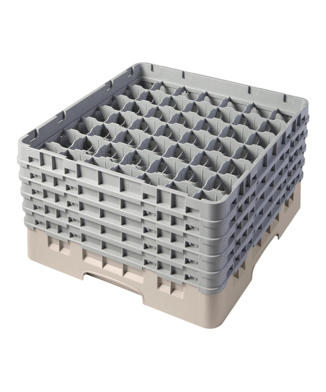 Giá đựng ly 49 ngăn màu be Cambro Camrack 49S958184 cỡ đầy đủ cao 25,7 cm kèm 5 ngăn nối